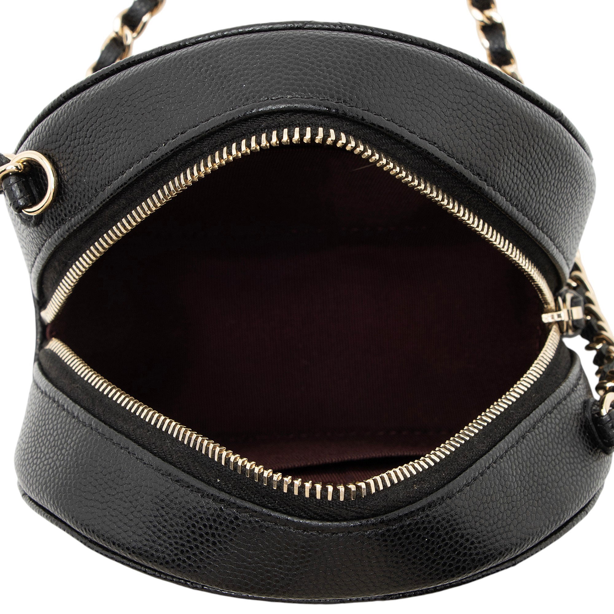 Chanel Caviar Leather Round Clutch with Chain
