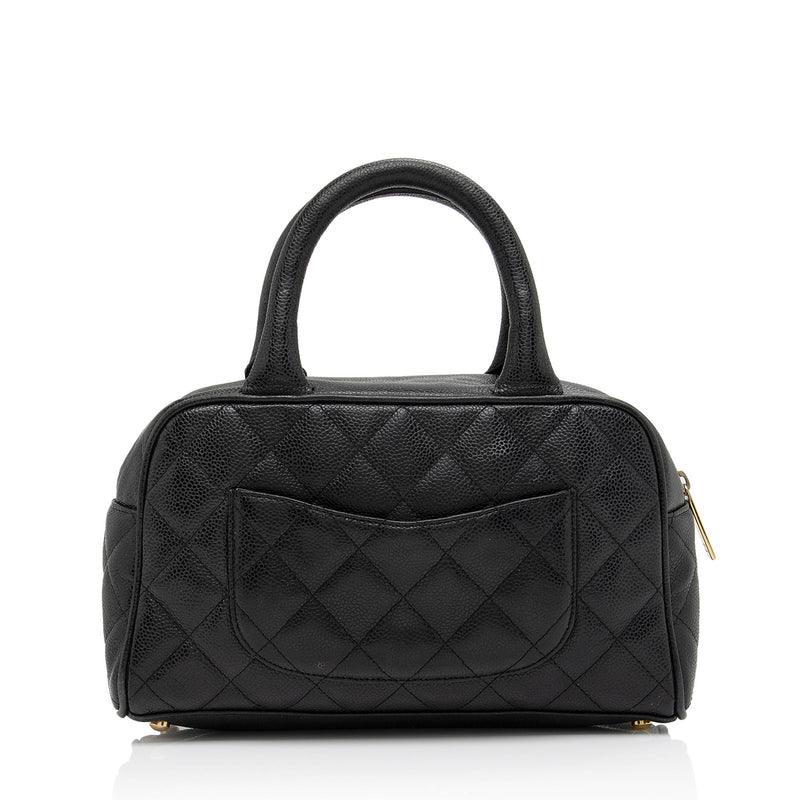 Chanel Black Caviar Lizard Coco Handle Small Flap Bag For Sale at