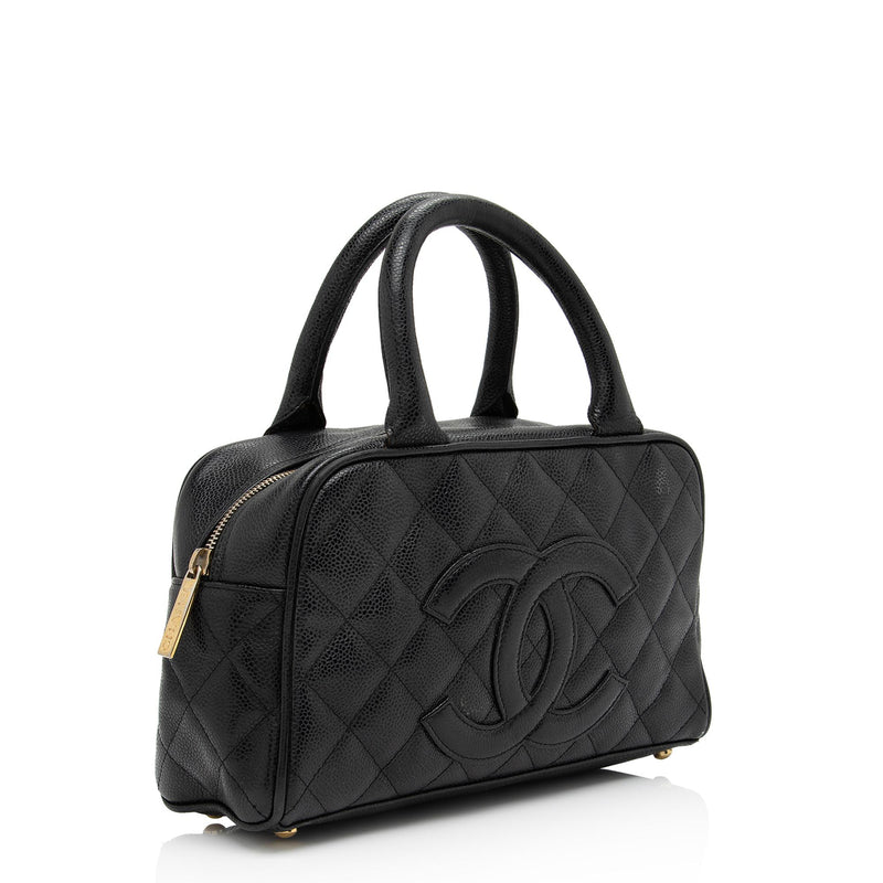 chanel caviar leather handbag black