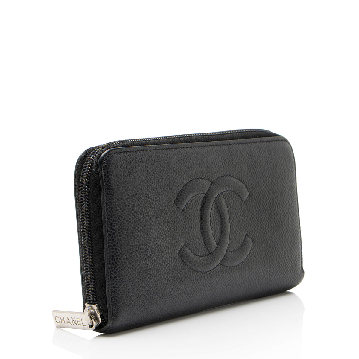 Chanel Caviar Leather Timeless Zip Around Wallet