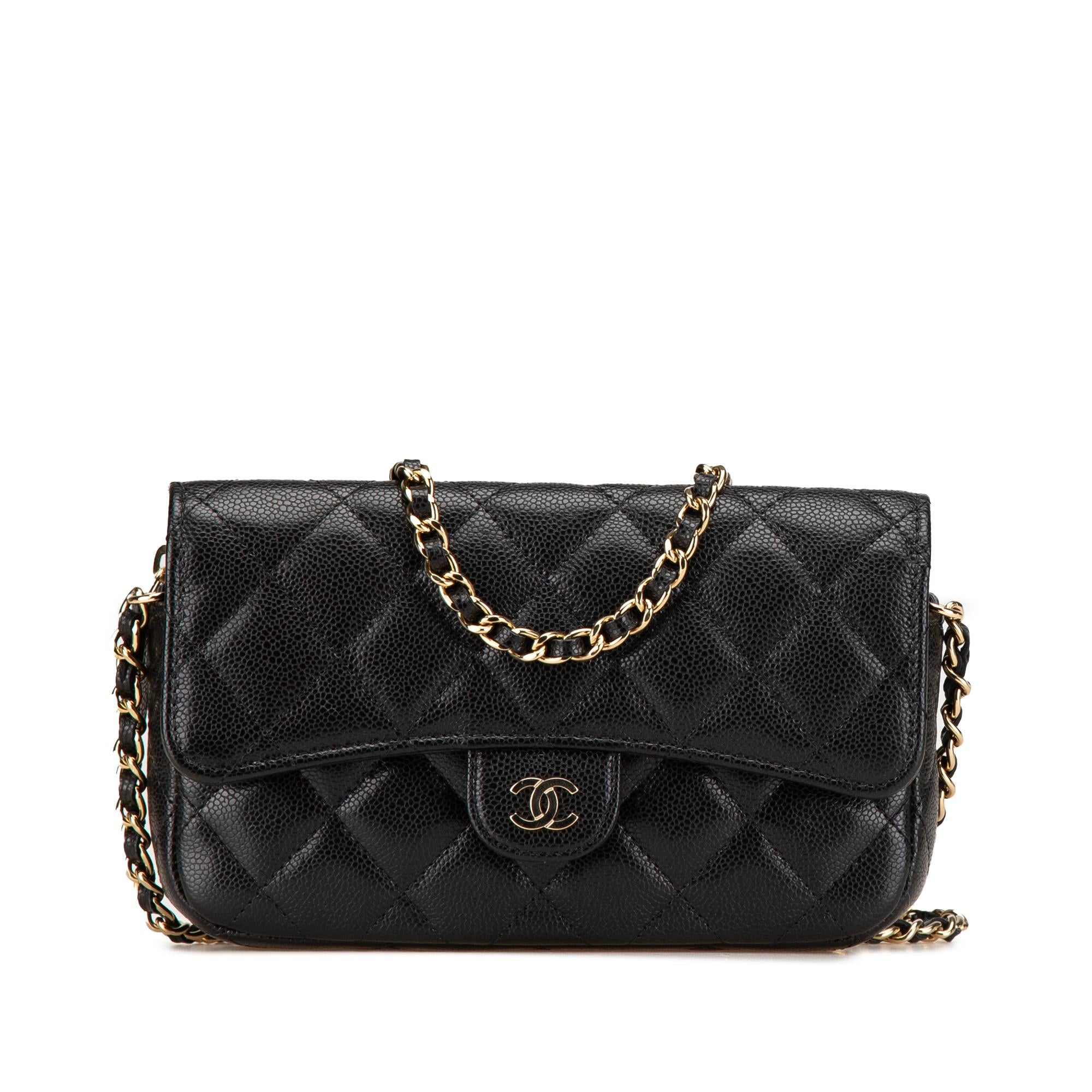 Chanel Caviar Quilted Phone Holder Wallet on Chain