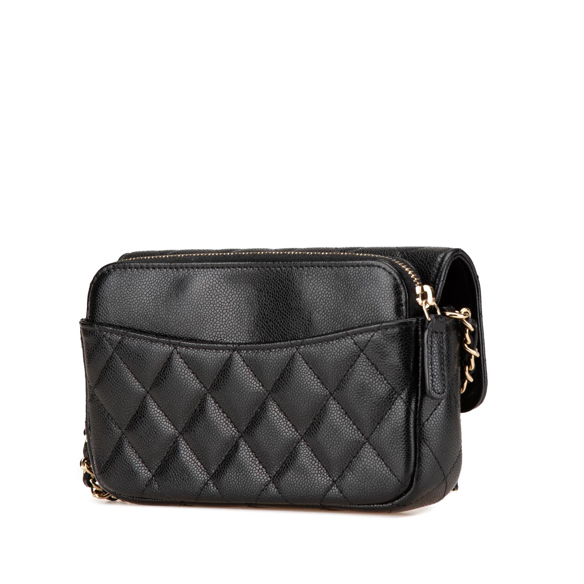 Chanel Caviar Quilted Phone Holder Wallet on Chain