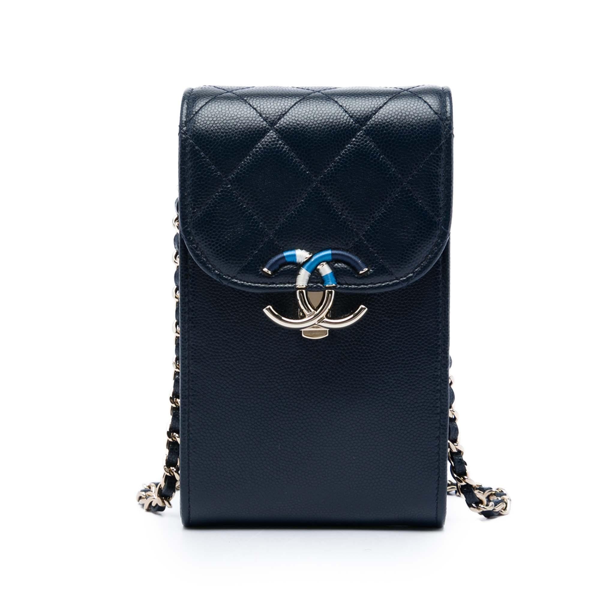 Chanel Caviar Thread Around Phone Holder with Chain