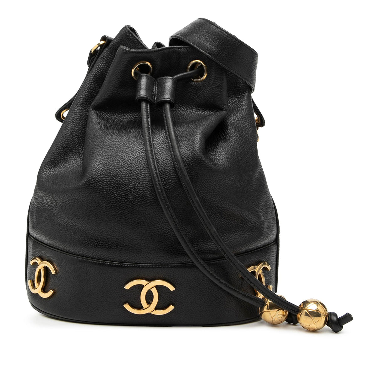 Chanel Caviar Triple CC Drawstring Bucket Bag
