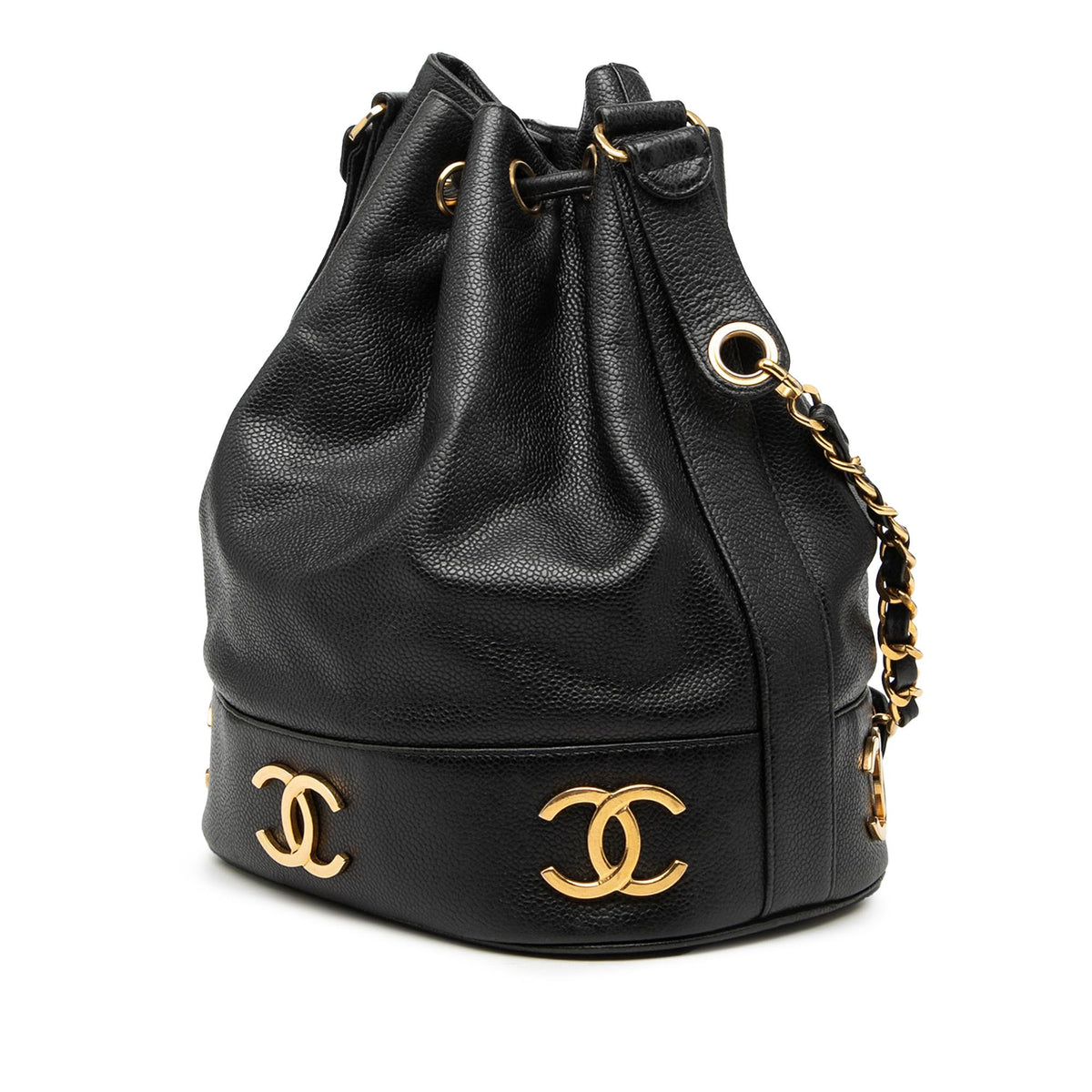 Chanel Caviar Triple CC Drawstring Bucket Bag