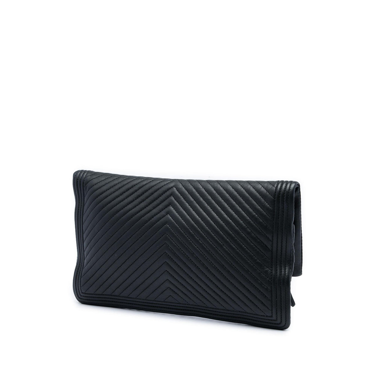 Chanel Chevron Calfskin CC Beauty Boy Foldover Clutch