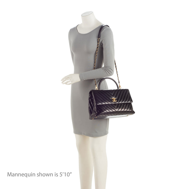 Chanel Chevron Calfskin Coco Top Handle Medium Flap Bag (SHF-ZMgzVP)