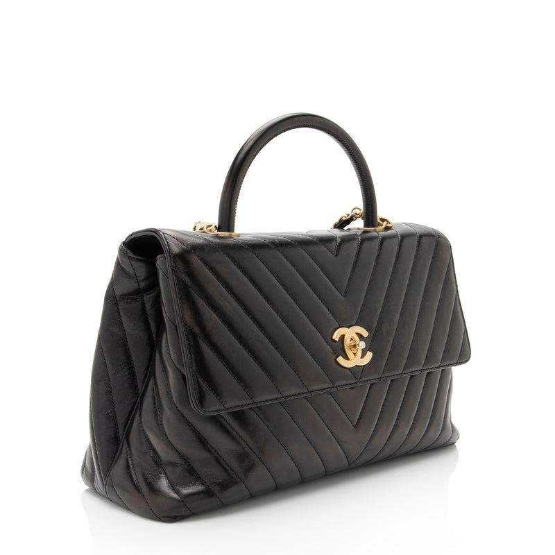 Chanel Chevron Coco Handle Flap Bag