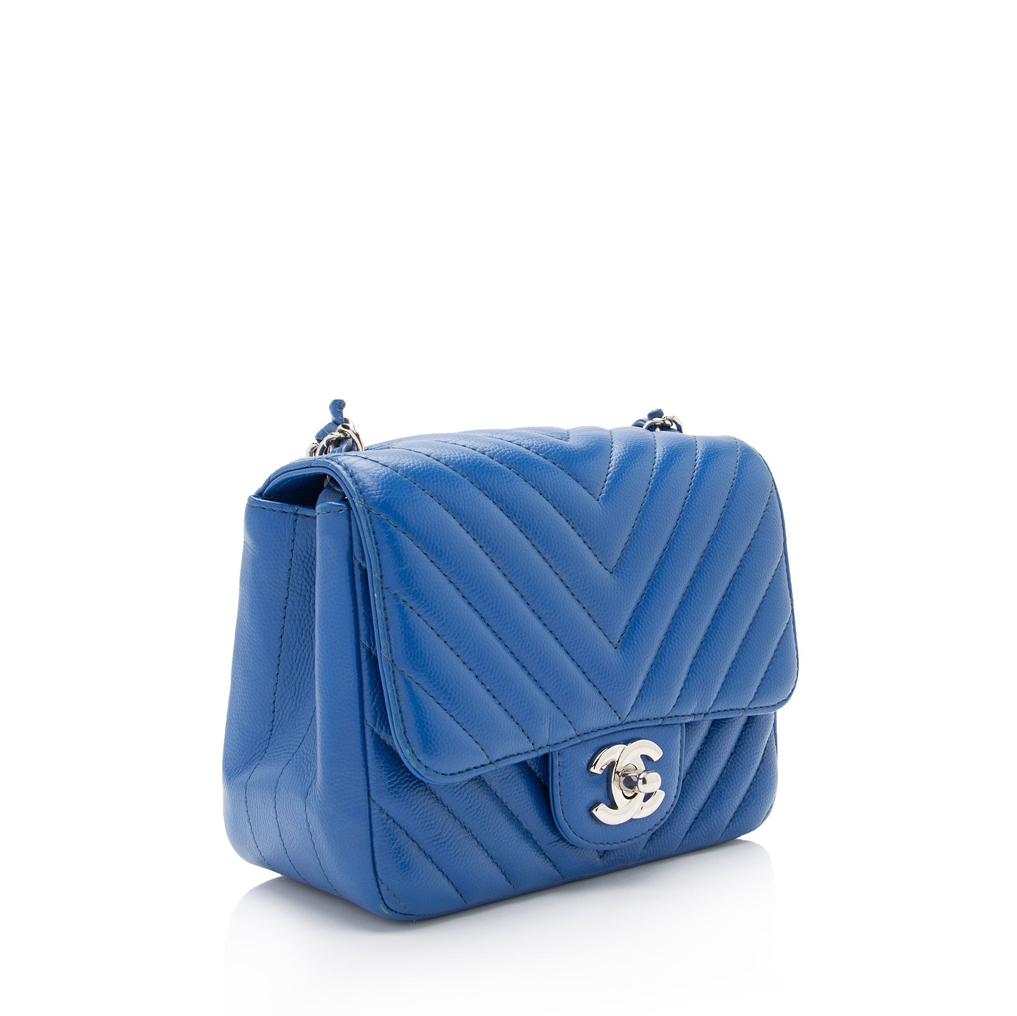 Chanel Chevron Caviar Leather Square Mini Flap Bag (SHF-OSPKli)