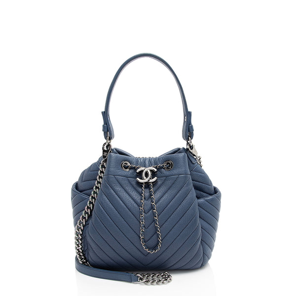 Chanel chevron bucket bag store