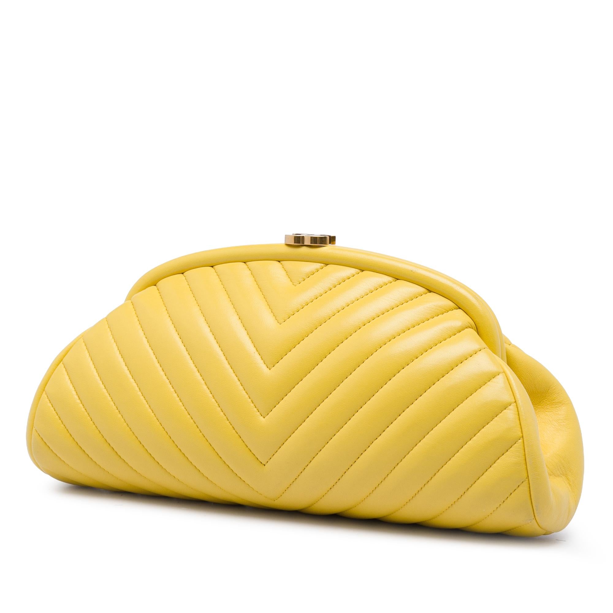 Chanel Chevron Lambskin Kisslock Clutch