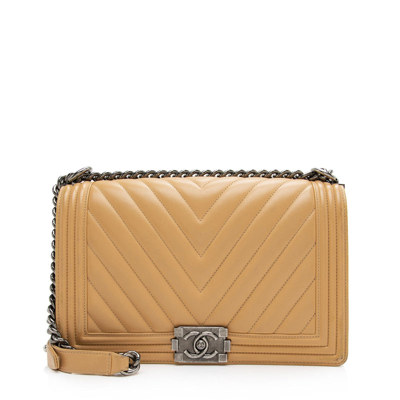 Chanel Convertible Top Handle Bag Chevron Calfskin With Braided