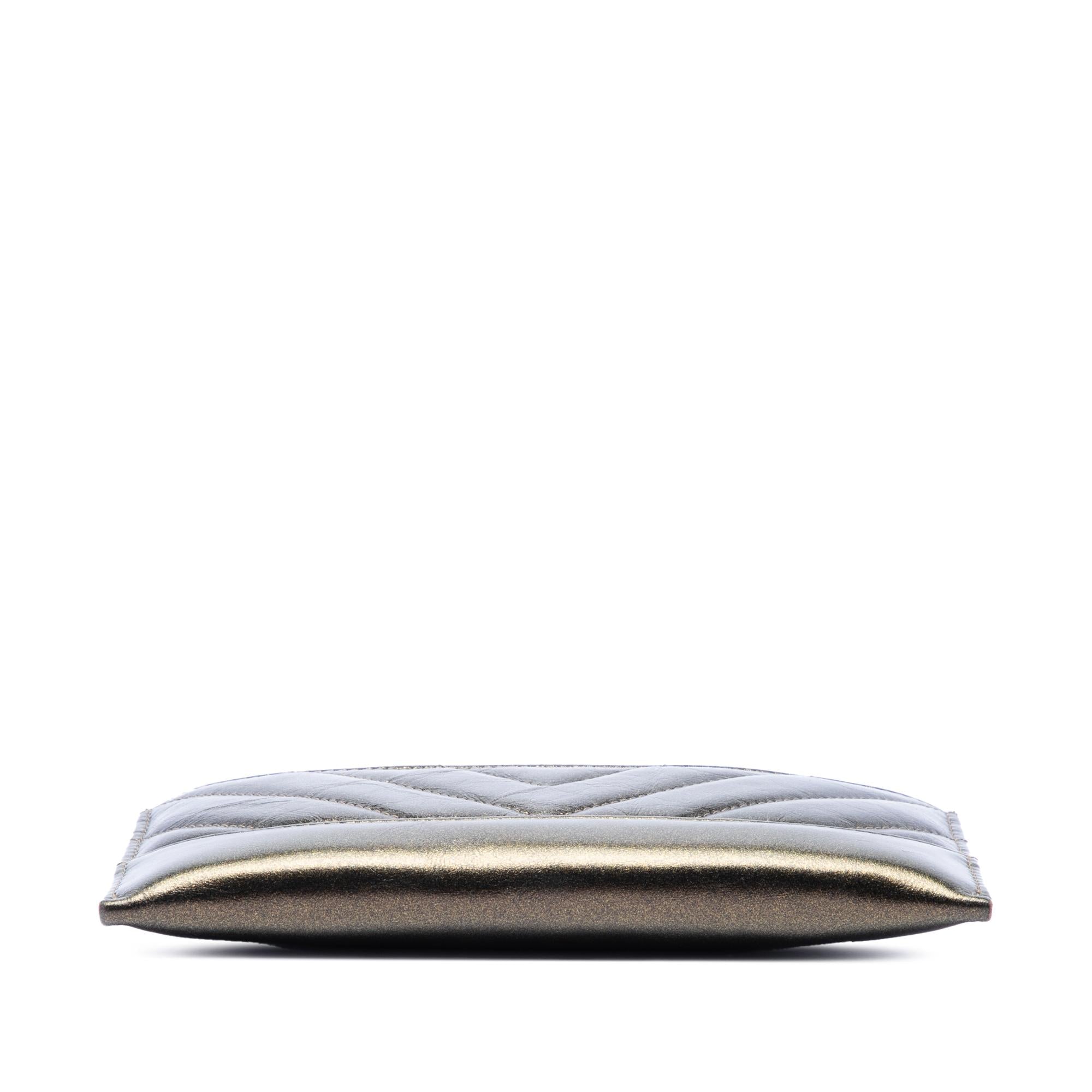 Chanel Chevron Metallic Aged Calfskin Gabrielle Zip Pouch