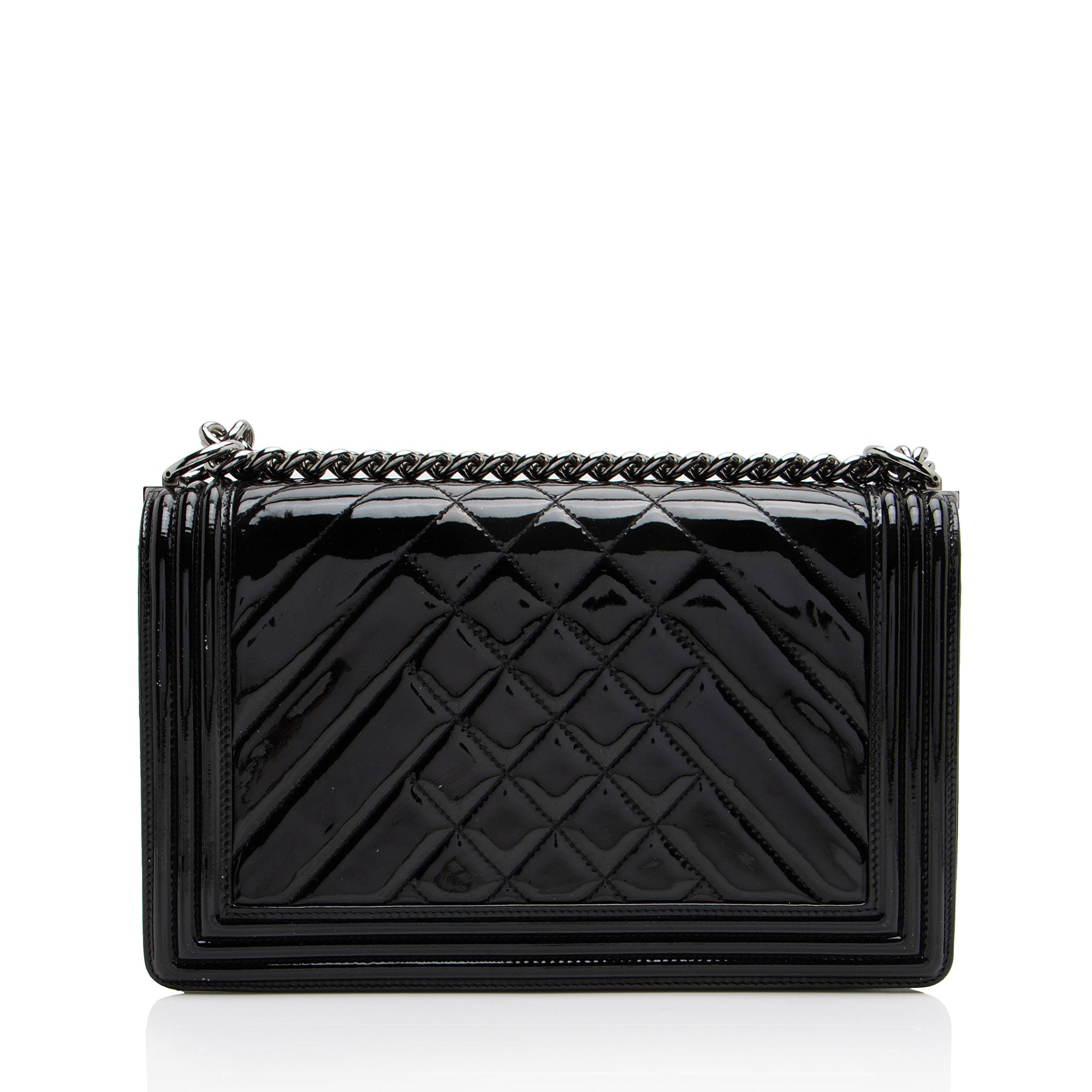 Chanel Chevron Patent Leather New Medium Boy Bag