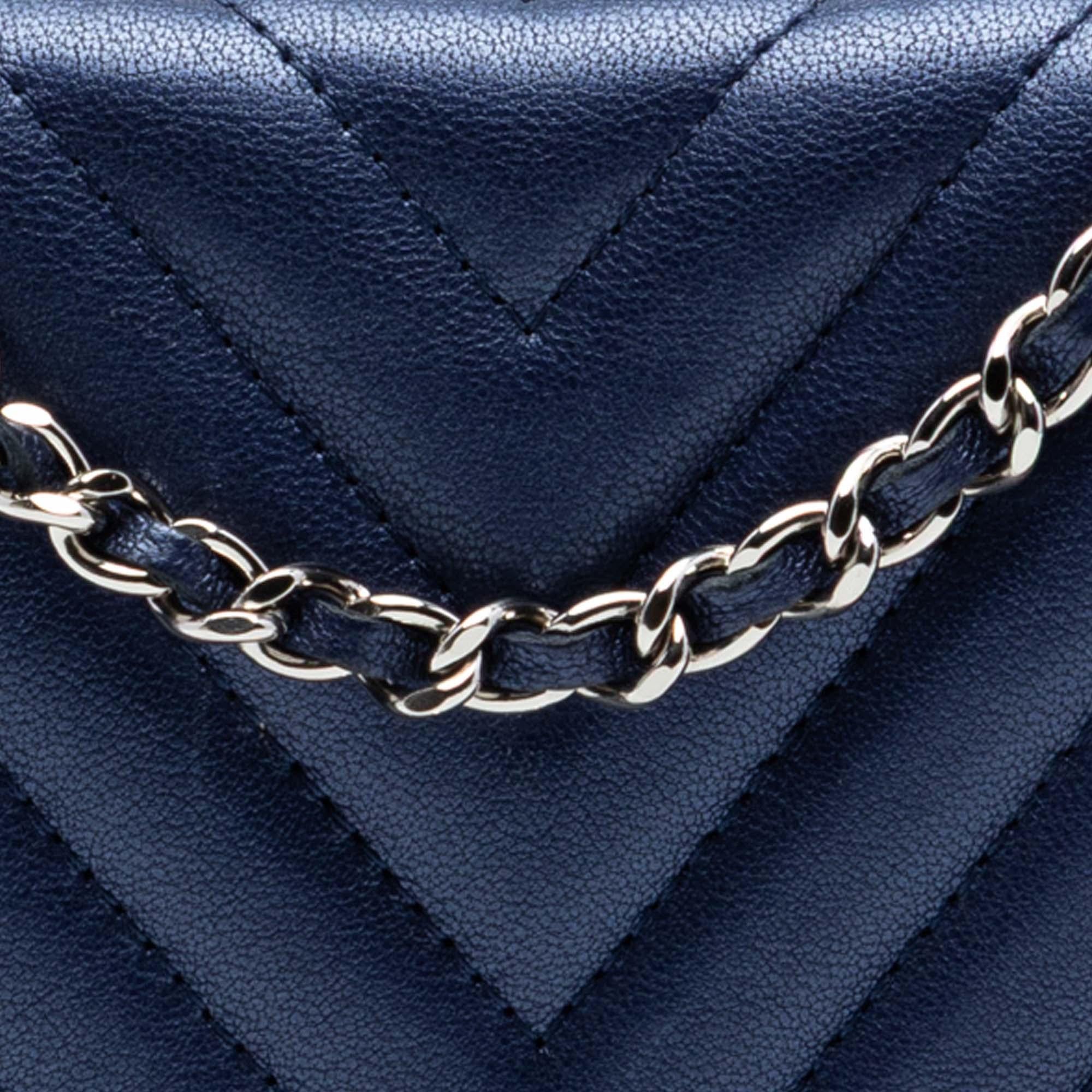 Chanel Chevron Sheepskin Mademoiselle Vintage Wallet On Chain