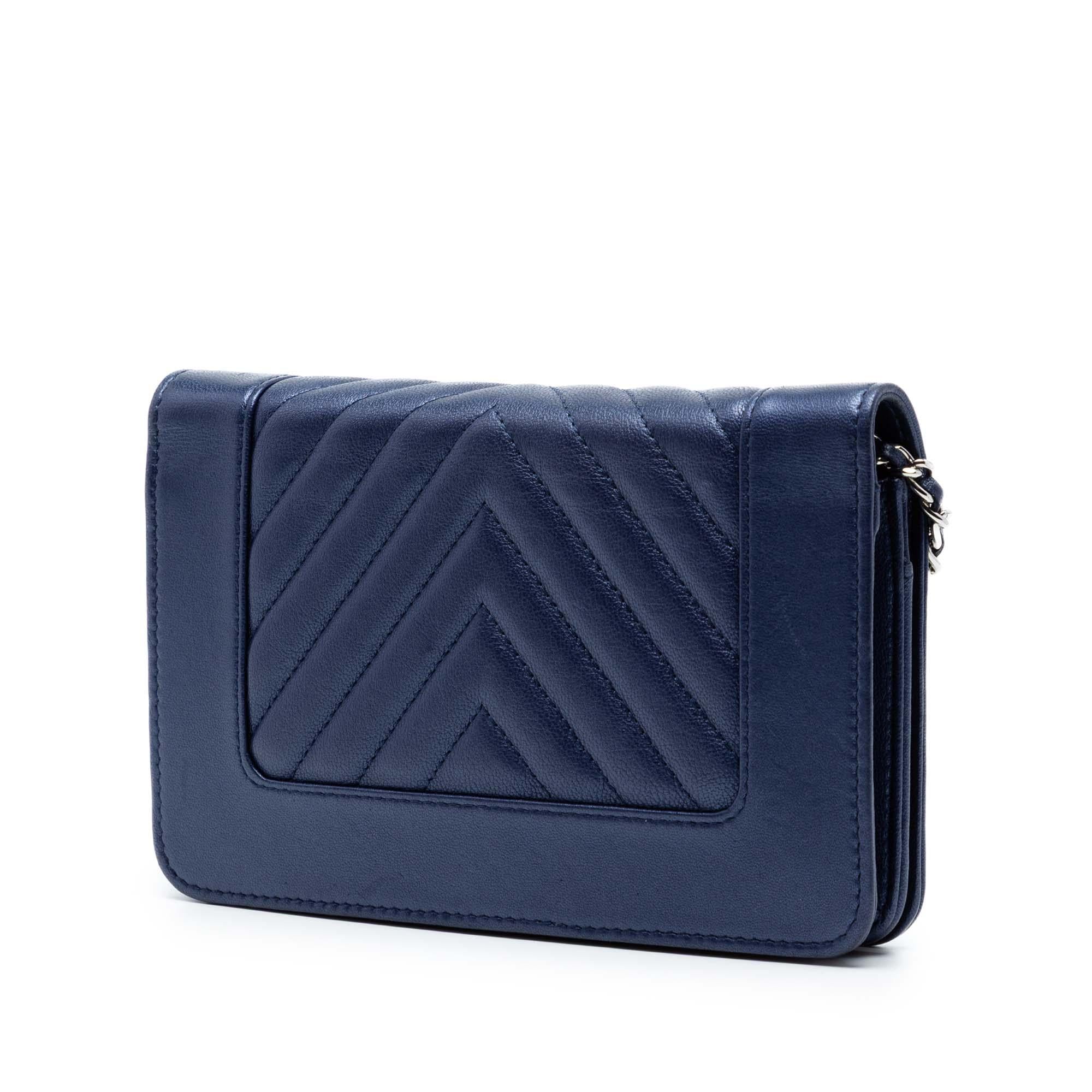 Chanel Chevron Sheepskin Mademoiselle Vintage Wallet On Chain
