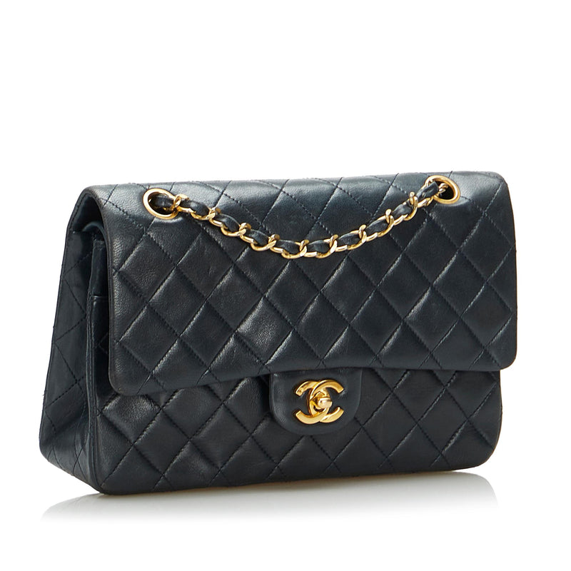 CHANEL, Bags, Vintage Chanel Classic Medium Doubleflap Purse Black  Lambskin Leather