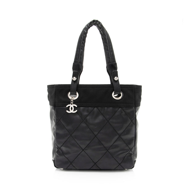 Chanel Coated Canvas Paris Biarritz Small Tote (SHF-Vx8Wo2)