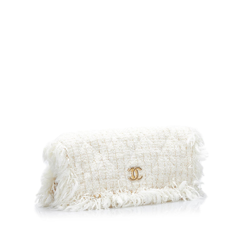 Chanel Cosmopolite Fringe Tweed Clutch Bag (SHG-6GTAwZ)