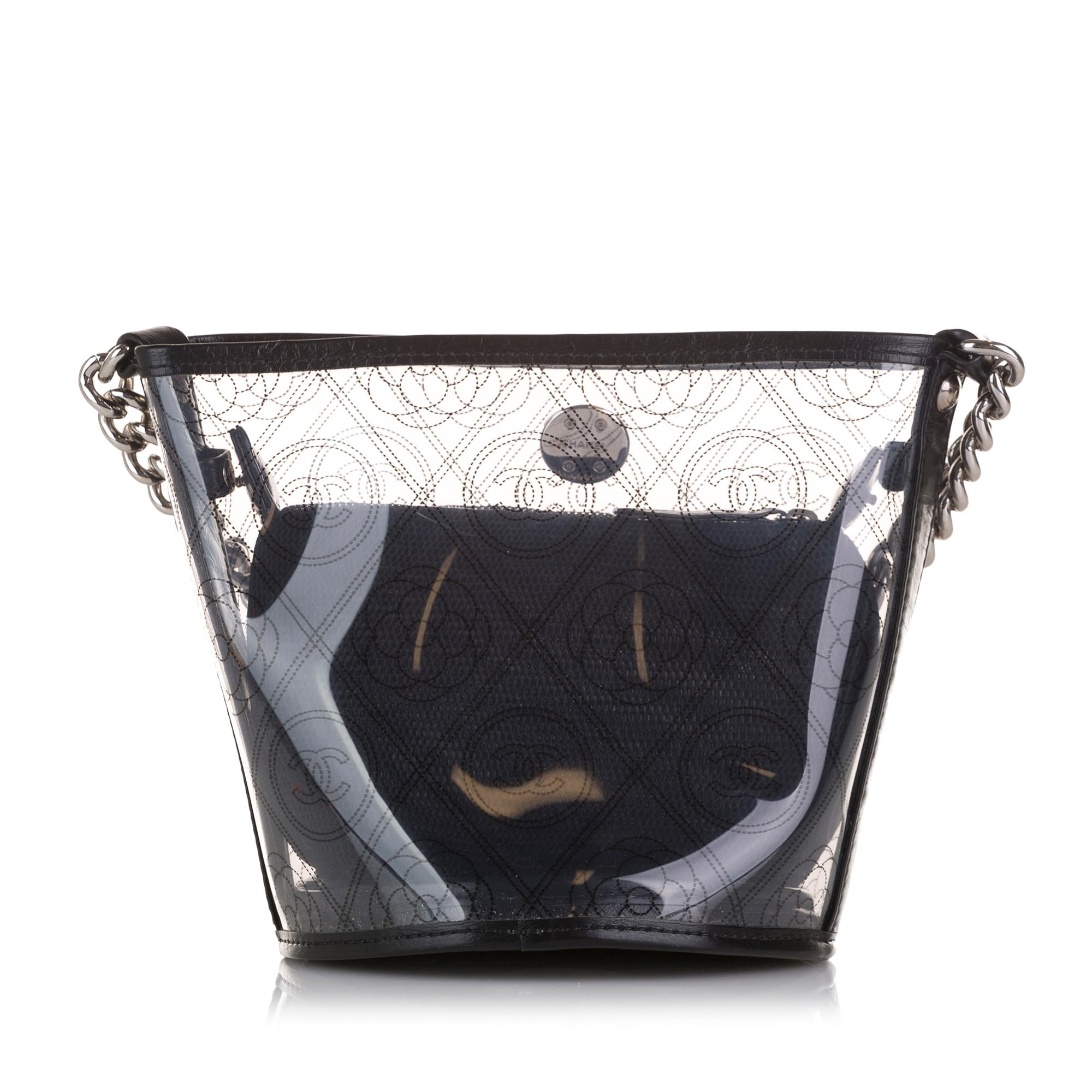 Chanel Crumpled Calfskin PVC Camellia Bucket