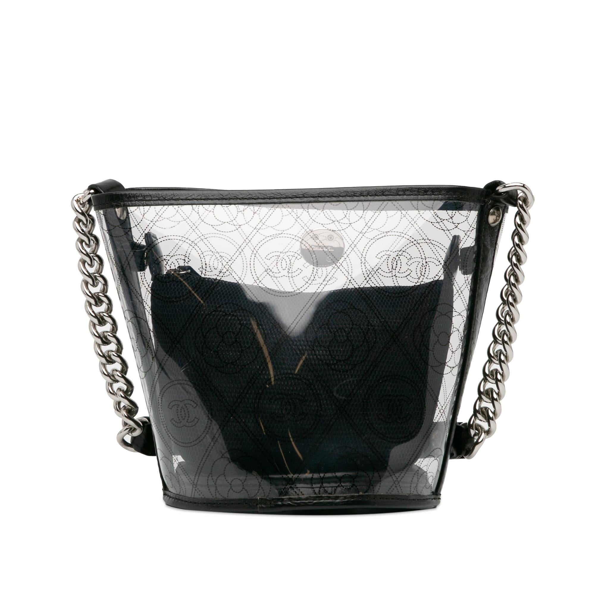 Chanel Crumpled Calfskin PVC Camellia Bucket