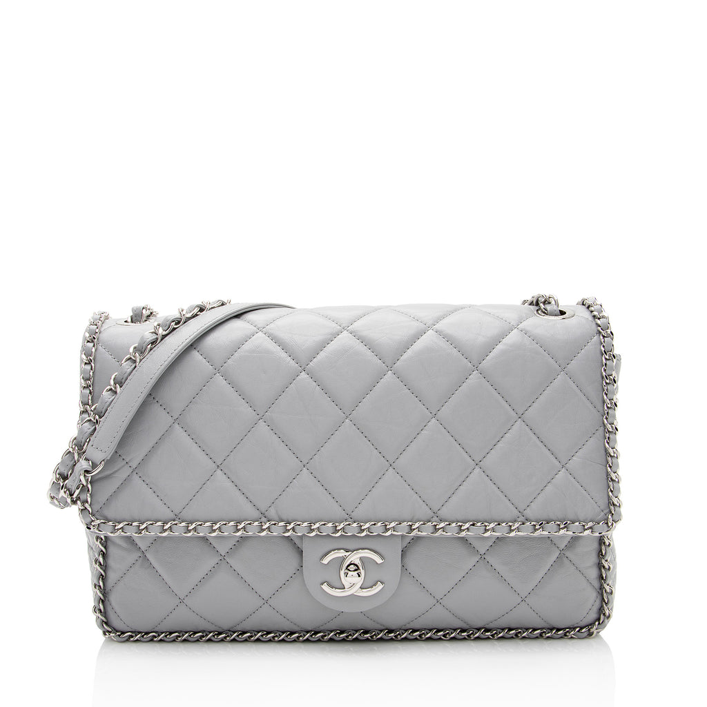 Chanel Crumpled Calfskin Running Chain Around Large Flap Bag (SHF-W3Um –  LuxeDH