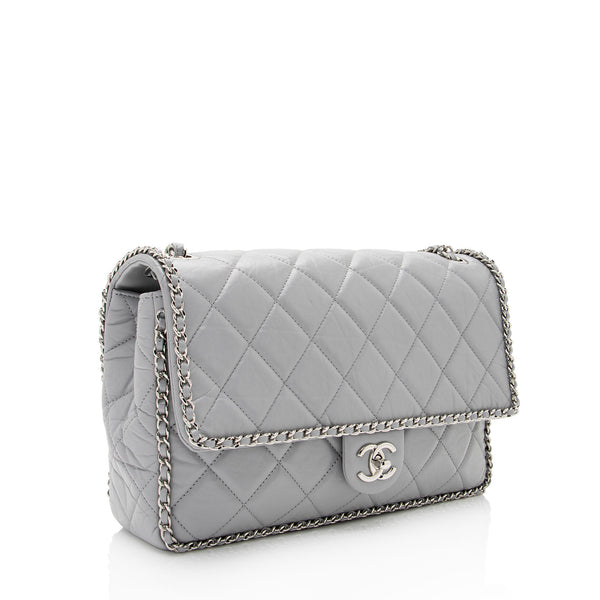 Chanel Crumpled Calfskin Running Chain Around Large Flap Bag (SHF-W3Um –  LuxeDH