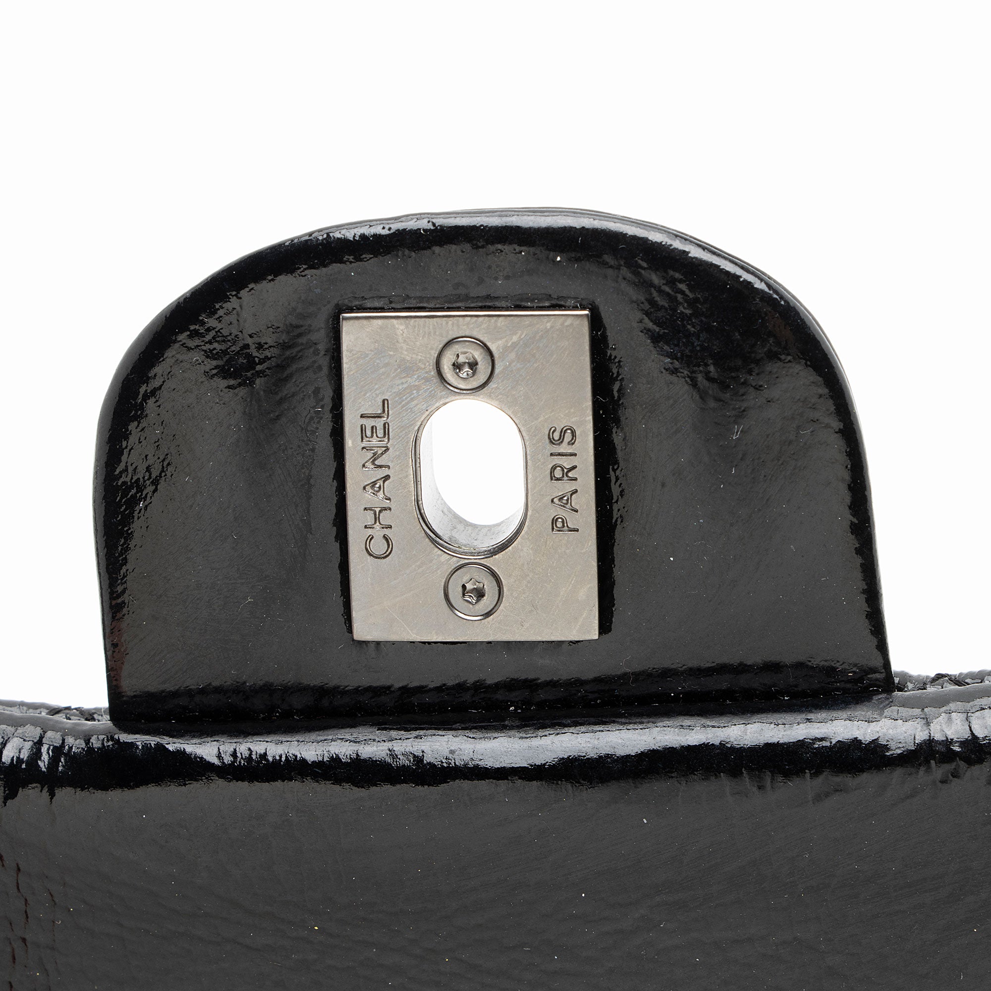 Chanel Crumpled Patent Leather Classic Medium Double Flap Bag