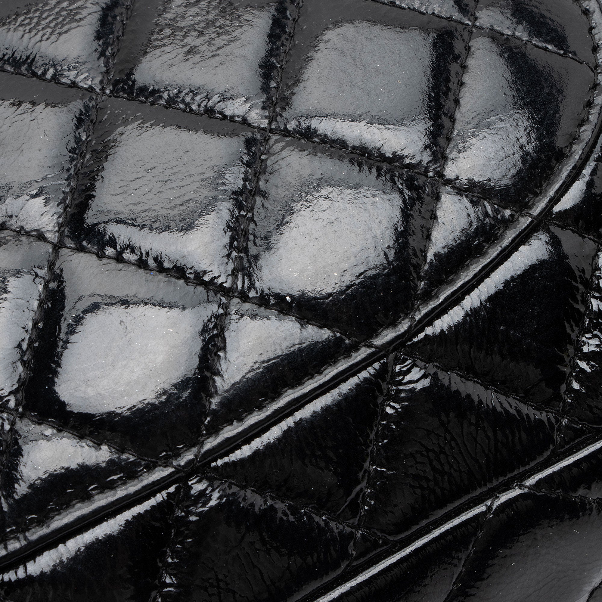 Chanel Crumpled Patent Leather Classic Medium Double Flap Bag