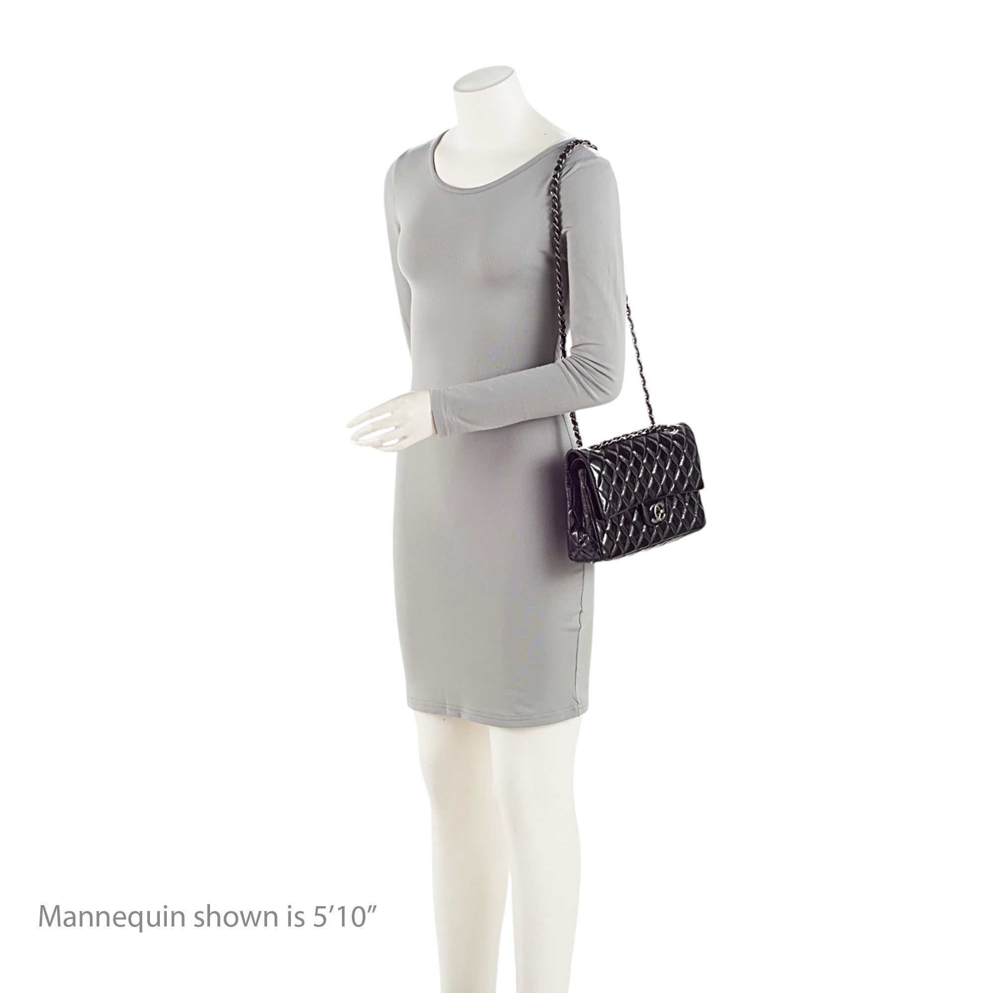 Chanel Crumpled Patent Leather Classic Medium Double Flap Bag