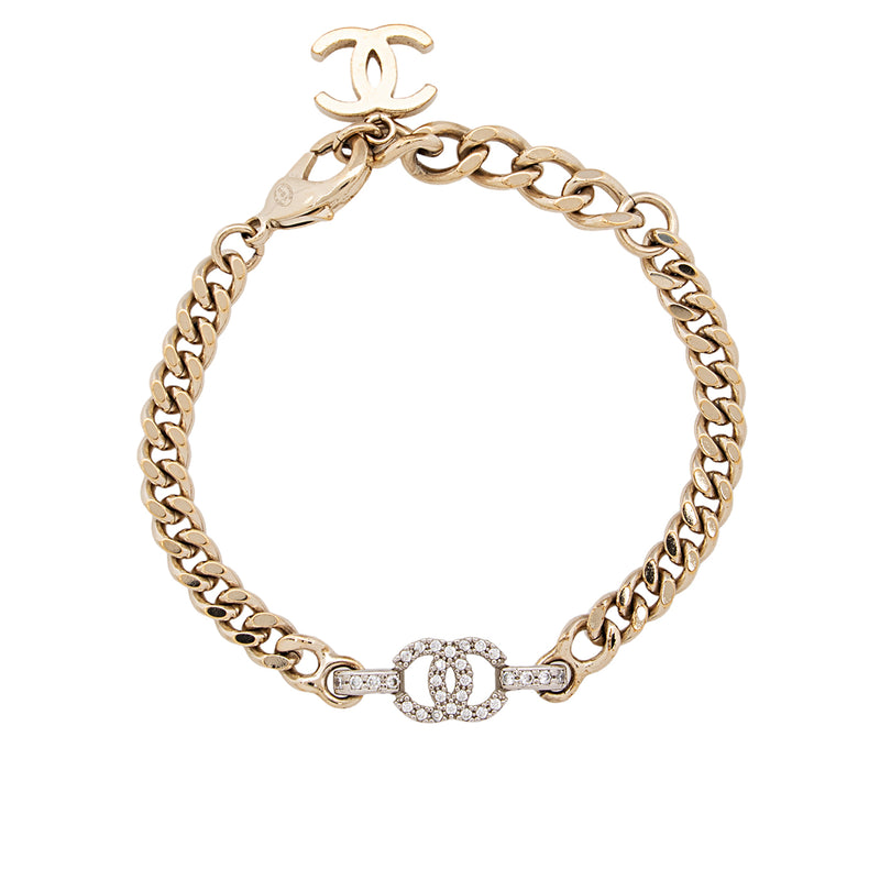 Chanel Crystal CC Runway Chain Link Bracelet (SHF-GJxw1h)