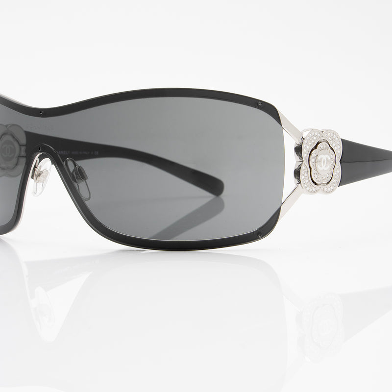 Chanel Crystal Camellia CC Shield Sunglasses (SHF-6LCMeF) – LuxeDH