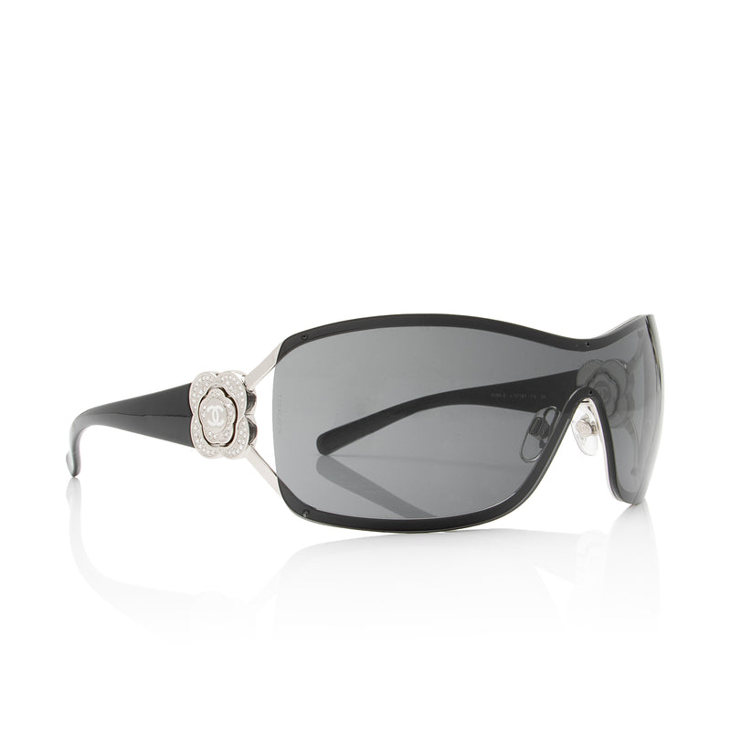 Chanel Black 5318-Q-A Camellia Gradient Oval Sunglasses at 1stDibs