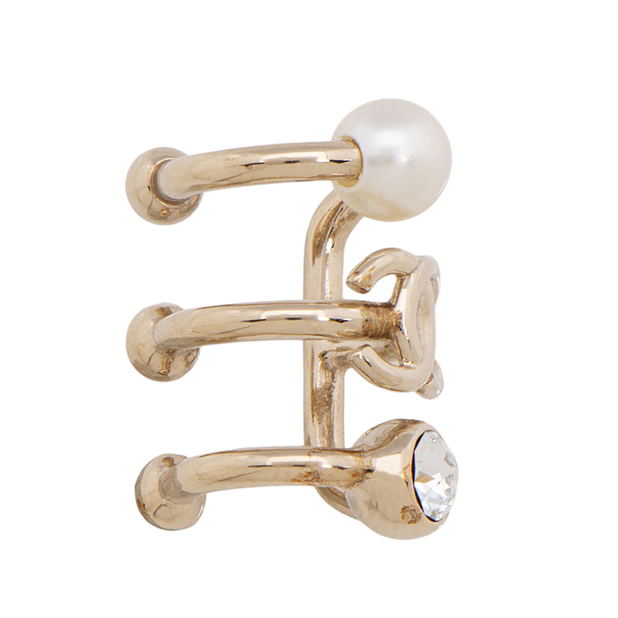 Chanel Crystal Pearl CC Ear Cuff (SHF-vceruU)