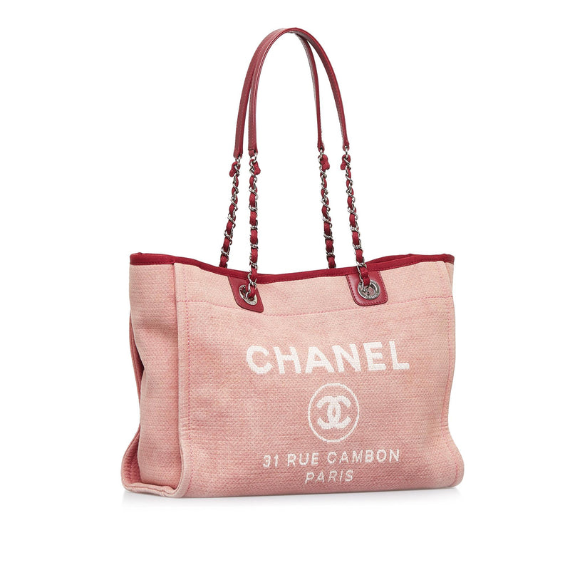 Pre-owned Chanel Red Canvas Medium Deauville Tote (Authentic Pre-Owned)