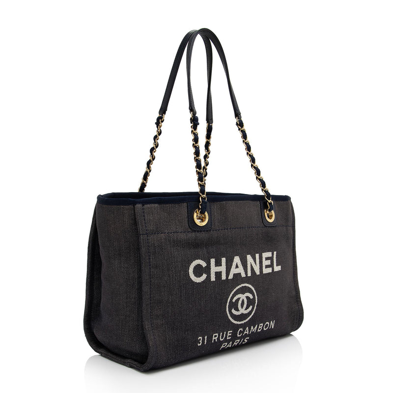 Chanel Deauville small tote bag beige canvas