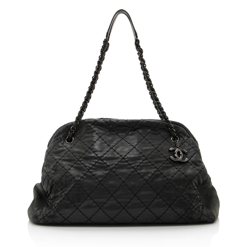 Chanel Distressed Calfskin Just Mademoiselle XL Bowler Bag (SHF