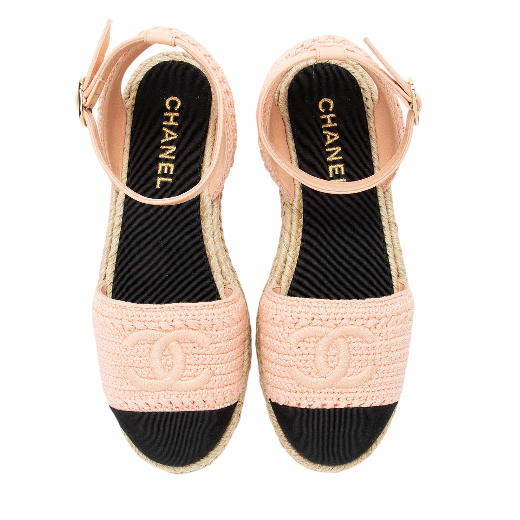 Chanel Embroidered Grosgrain CC Espadrilles - Size 6 / 36