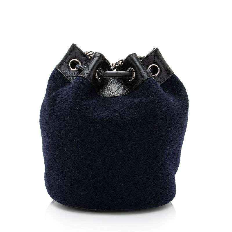 Chanel Embroidered Wool Paris-Hamburg Drawstring Bucket Bag (SHF-NGxLpf)