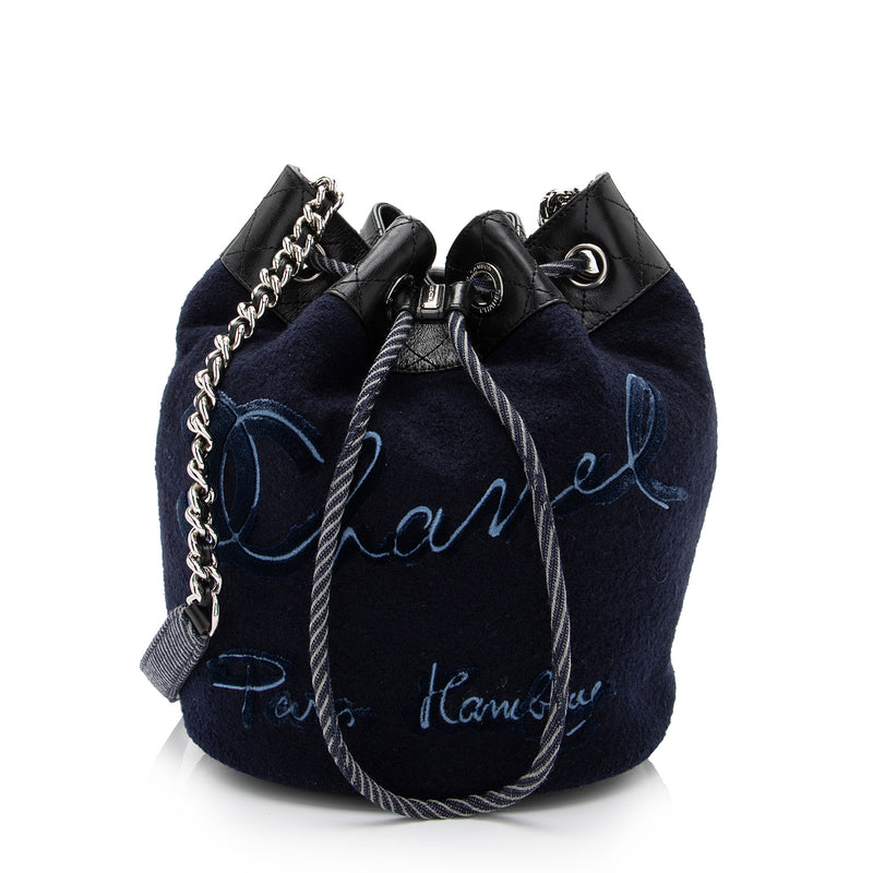 Chanel Embroidered Wool Paris-Hamburg Drawstring Bucket Bag (SHF-NGxLp –  LuxeDH