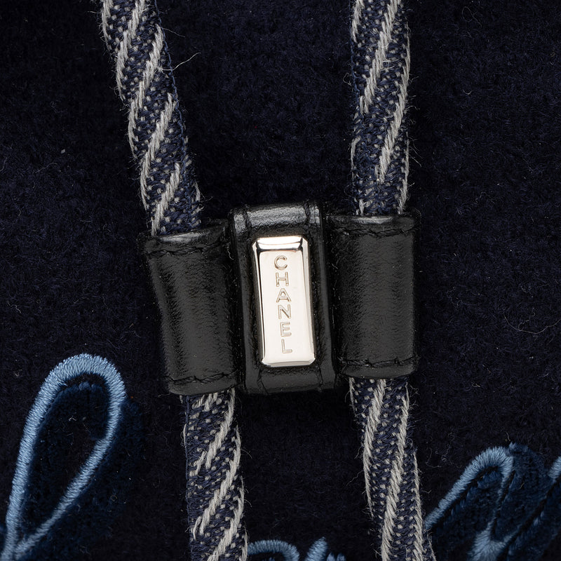 Chanel Embroidered Wool Paris-Hamburg Drawstring Bucket Bag (SHF-NGxLpf)
