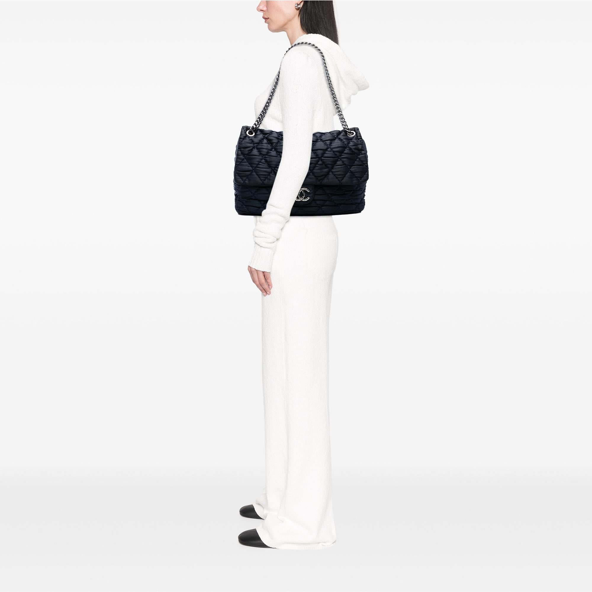 Chanel Extra Large CC Quilted Satin Single Flap