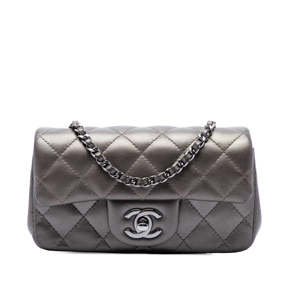 Chanel Extra Mini Rectangular Classic Metallic Lambskin Single Flap