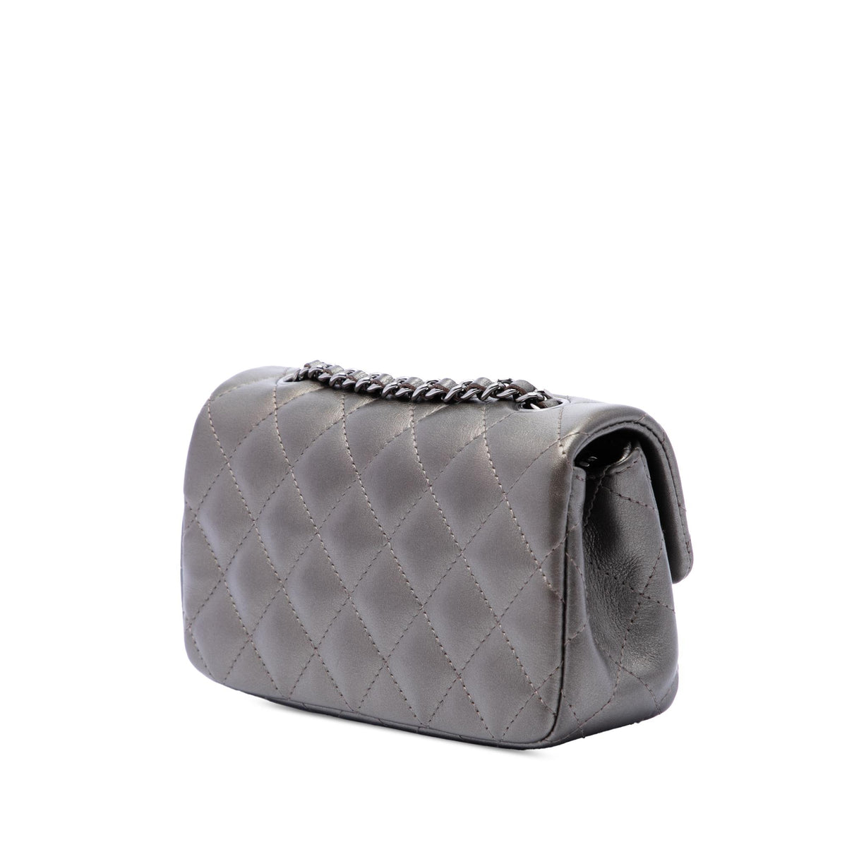Chanel Extra Mini Rectangular Classic Metallic Lambskin Single Flap