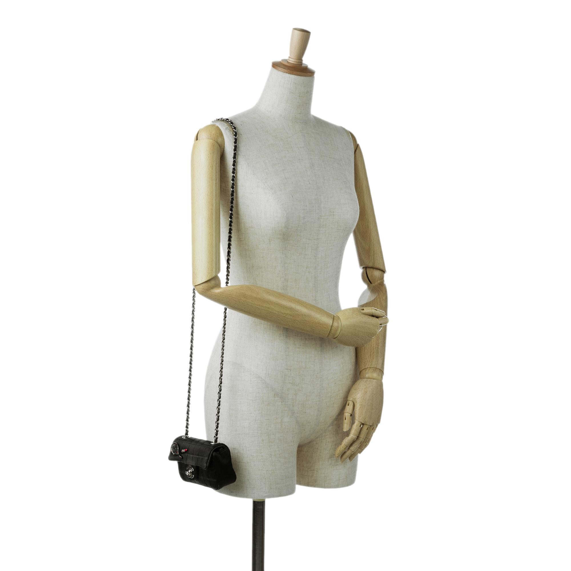 Chanel Extra Mini Satin Choco Bar Charms Flap Bag (SHG-KPSO4I)