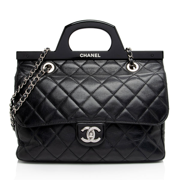 Chanel Glazed Calfskin CC Delivery Small Shopping Tote (SHF-AR0t7R)