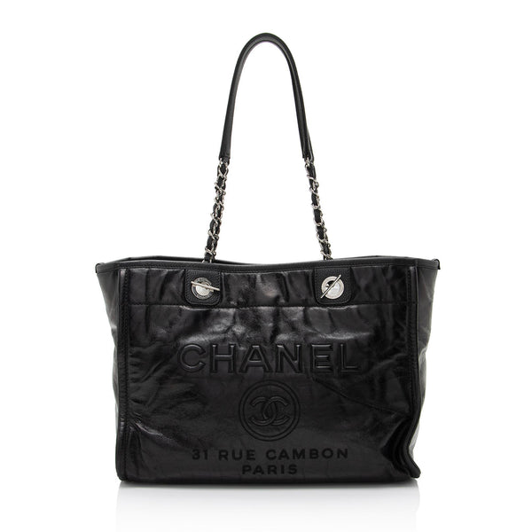 chanel shopping bag leather small