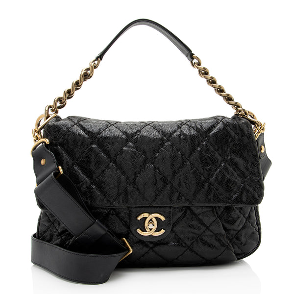 Chanel Glazed Caviar Coco Pleats Messenger Bag (SHF-KGhO50)