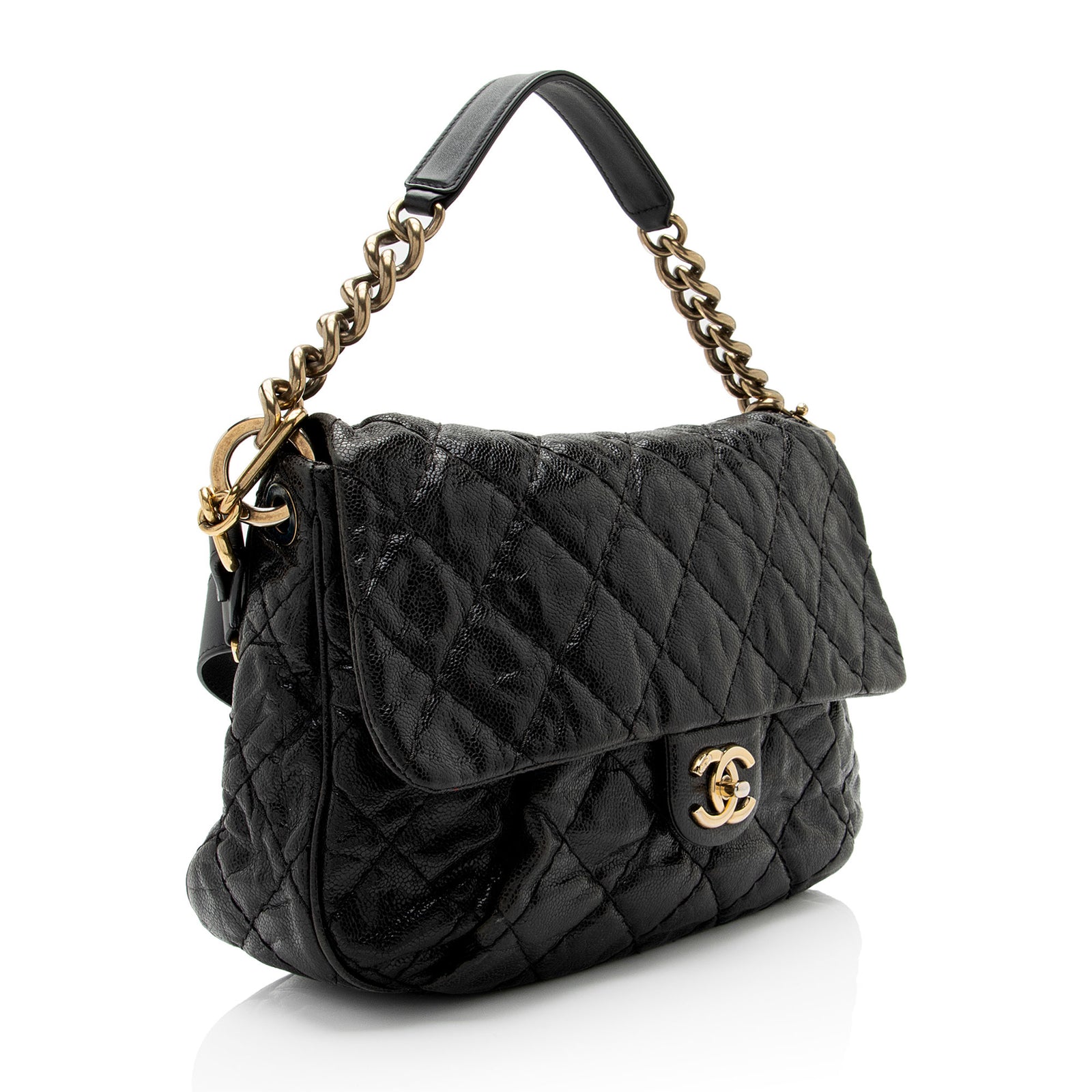 Chanel Glazed Caviar Coco Pleats Messenger Bag SHF KGhO50 LuxeDH