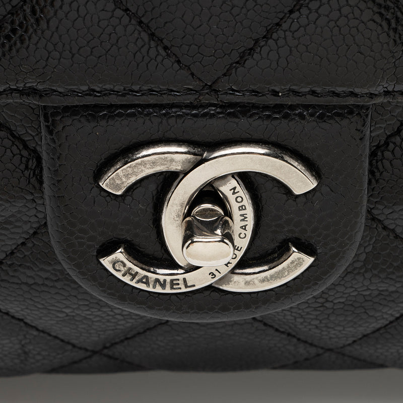 BLOG SALE  Chanel mini square, Black caviar, Leather silver